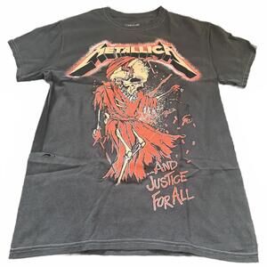 Metallica And Justice For All Skull Graphic Black Band Tee XS